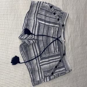 Blue and white striped linen shorts - size large